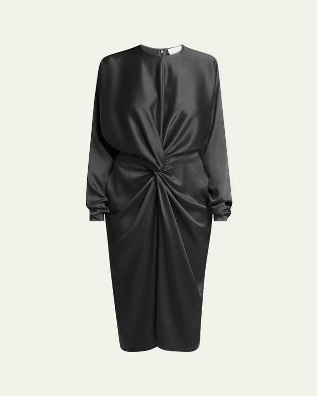 Twist-Front Satin Dress